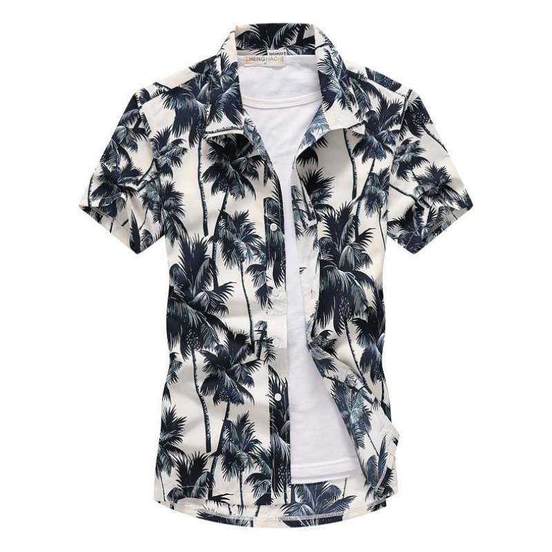 Vintage Hawaiian Floral Shirt - الصيف الرجال هاواي عارضة طوق قمصان