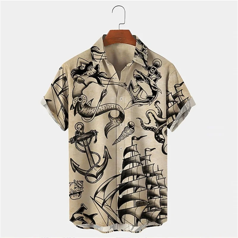 Vintage Hawaiian Floral Shirt - قميص هاواي رجالي صيفي بأكمام قصيرة