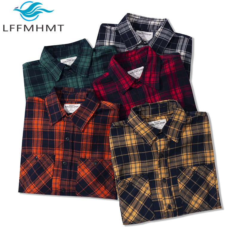 Flannel Plaid Shirt Heavy Weight - قميص فلانيل كلاسيكي للرجال لفصلي الخريف