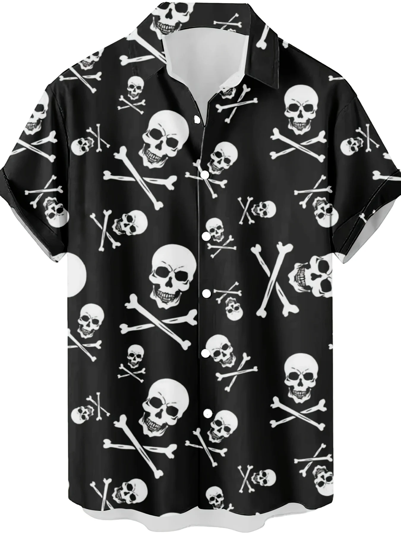 Vintage Hawaiian Floral Shirt - قميص هاواي رجالي بتصميم جمجمة وعظام
