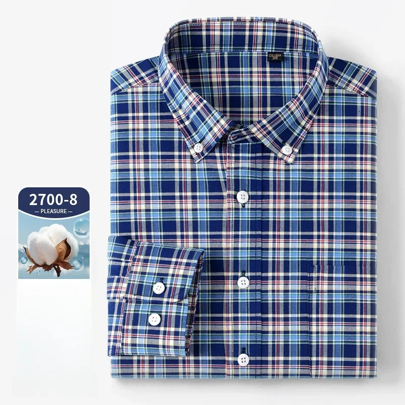 Oxford Cotton Casual Shirt Business - عالية الجودة طويلة الأكمام قميص للرجال