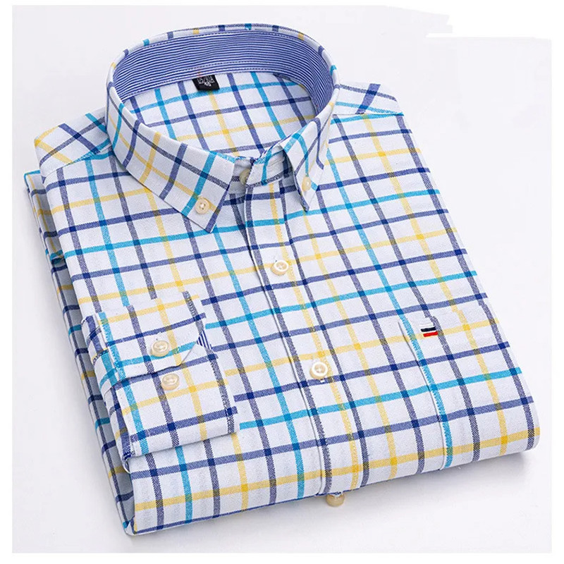 Oxford Cotton Casual Shirt Business - قميص أوكسفورد قطني بأكمام طويلة للرجال