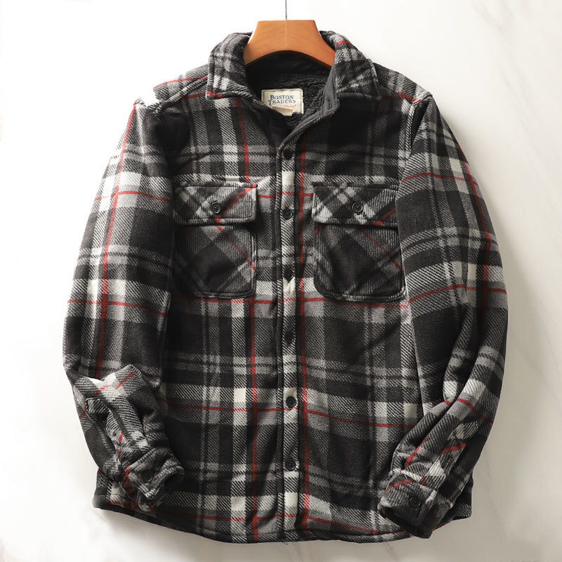 Flannel Plaid Shirt Heavy Weight - الرجال الثقيلة الفانيلا منقوشة القمصان ،