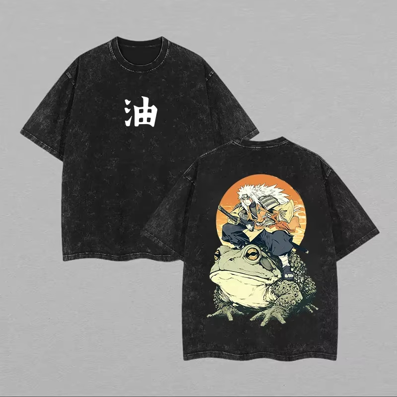 Acid Wash Vintage Graphic T Shirt - تي شيرت جيرايا 2026 بتصميم ناروتو