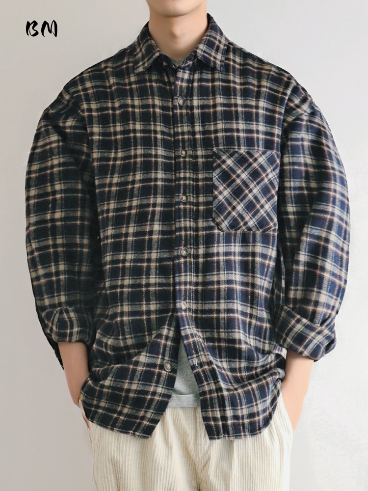 Flannel Plaid Shirt Heavy Weight - ‌ اليابانية خمر الوزن الثقيل الفانيلا