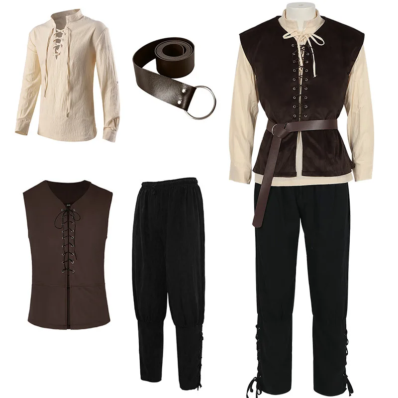 Medieval Gothic Lace Up Pirate Shirt - قمصان القرون الوسطى القوطية Steampunk الفيكتوري