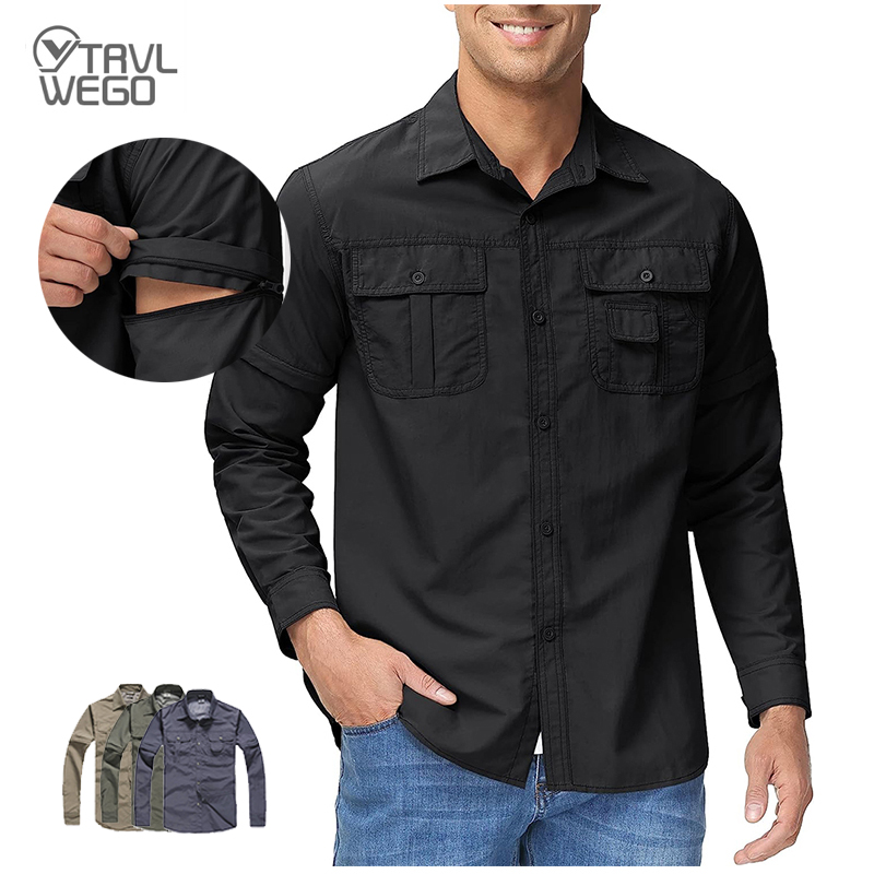 Tactical Military Shirt Cargo - TRVLWEGO الرجال قميص المشي لمسافات طويلة