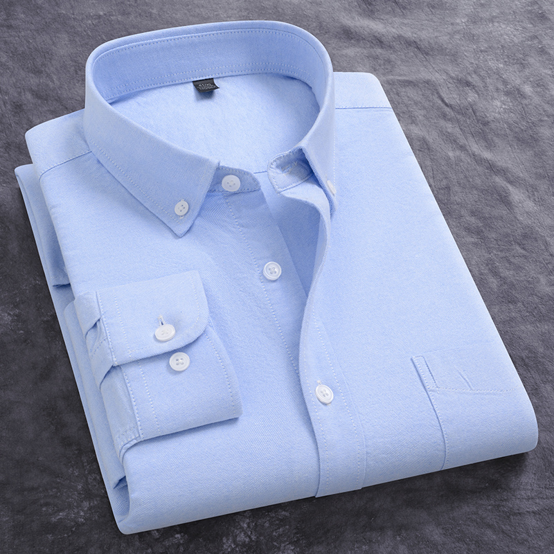 Oxford Cotton Casual Shirt Business - ربيع جديد الرجال أكسفورد قميص طويل