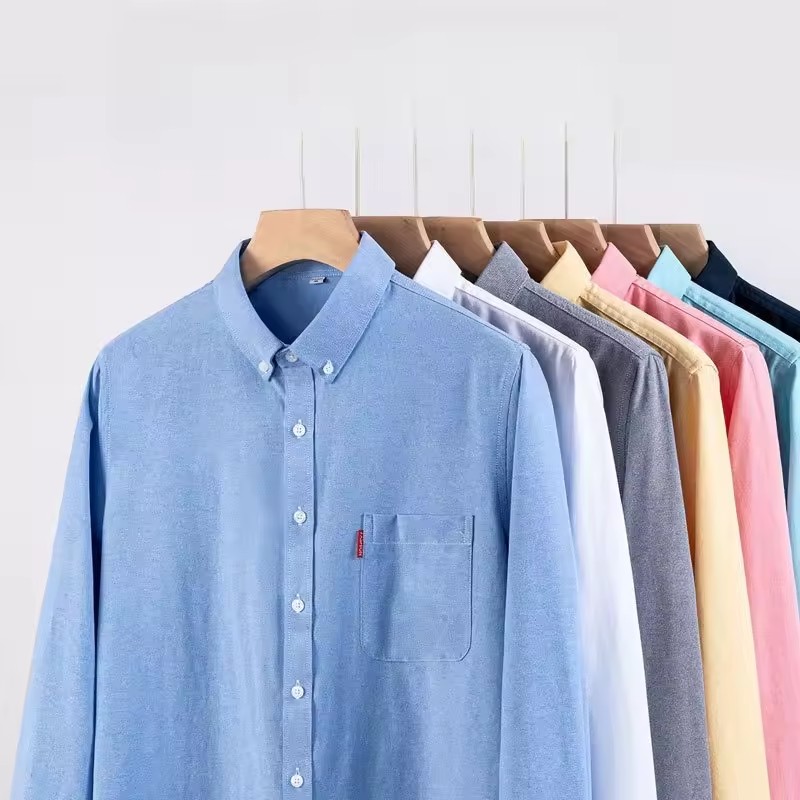 Oxford Cotton Casual Shirt Business - 100% القطن الخالص الرجال قميص رسمي