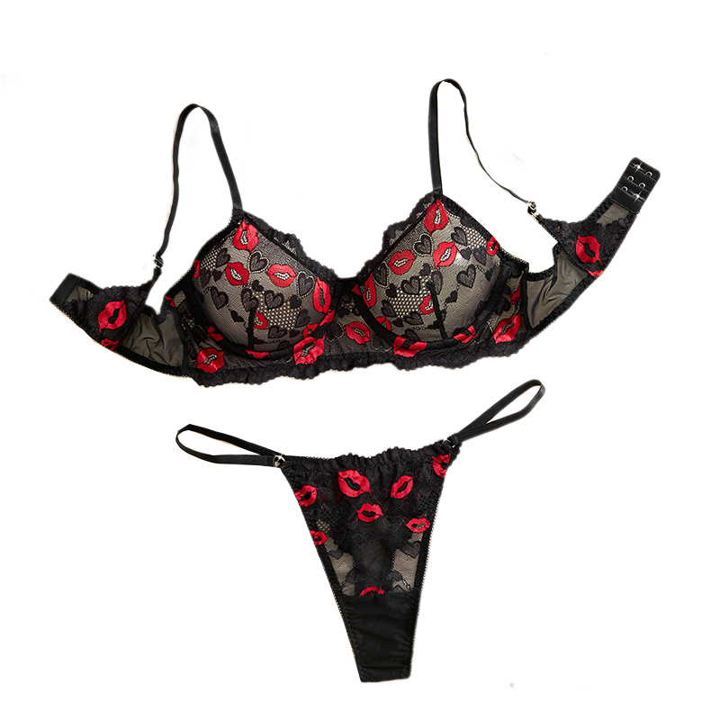 Underwear - ملابس داخلية شفافة من الدانتيل، طقم