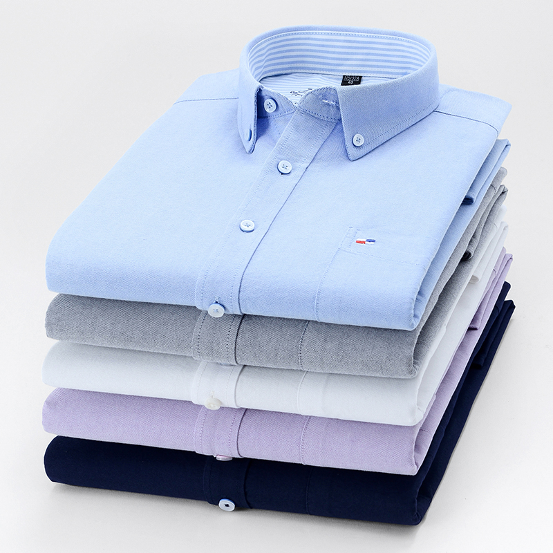 Oxford Cotton Casual Shirt Business - قميص أكسفورد رجالي بأكمام طويلة ،