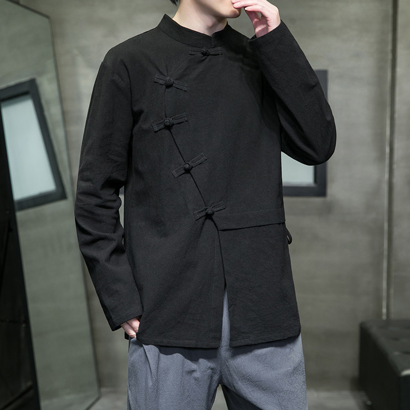 Mens Linen Shirt Long Sleeve - قميص رجالي من القطن والكتان بأكمام