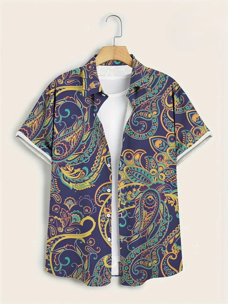 Vintage Hawaiian Floral Shirt - قميص هاواي رجالي بنقشة بيزلي ملونة
