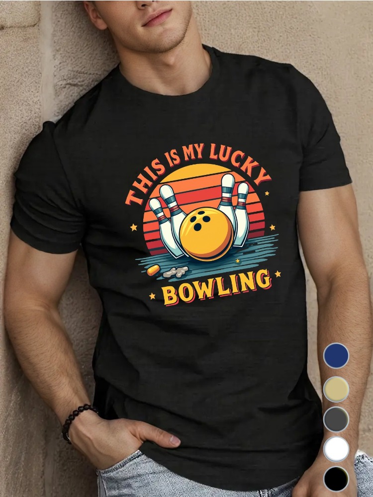 Short Sleeve Bowling Shirt Retro - تي شيرت رجالي أزرق ملكي بياقة