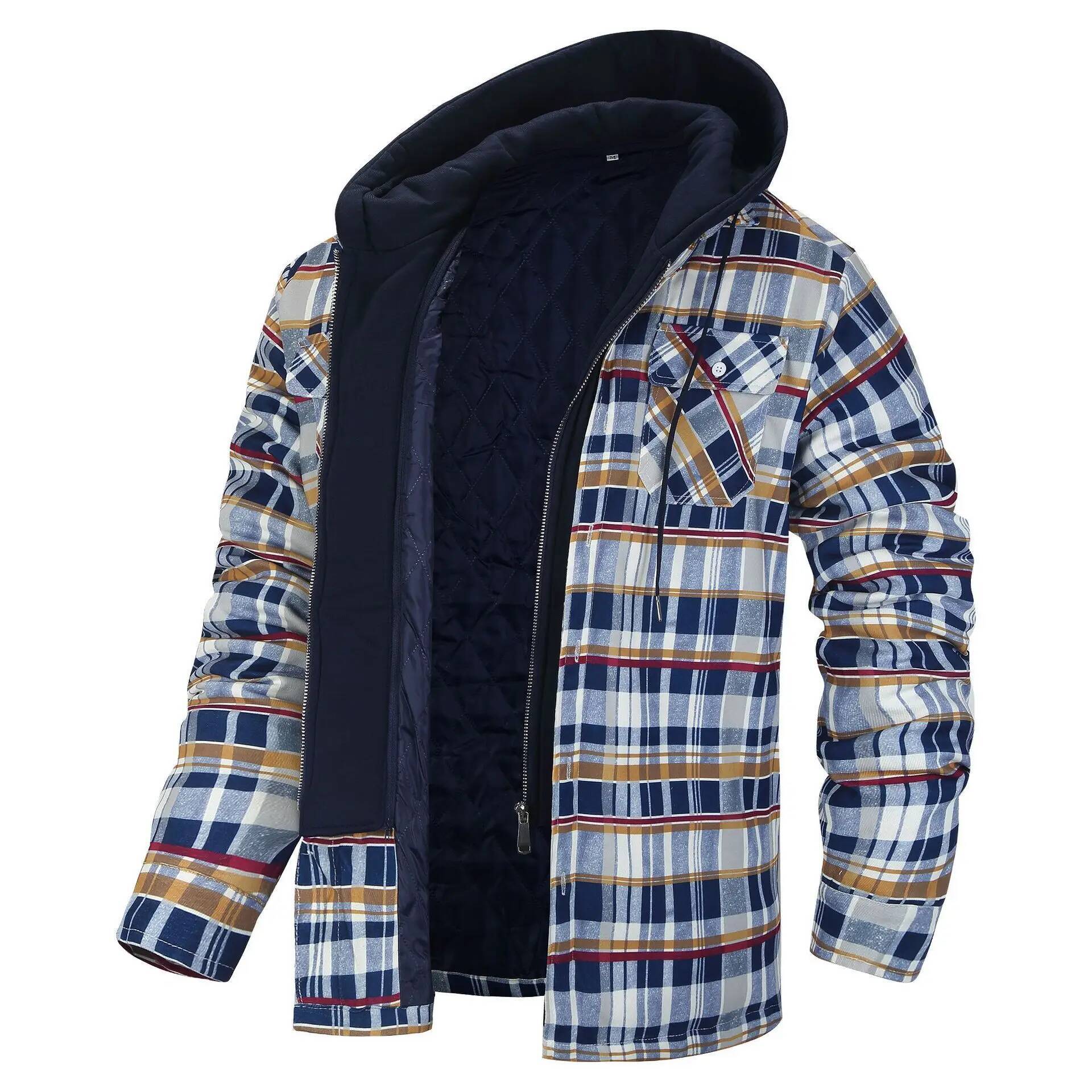 Flannel Plaid Shirt Heavy Weight - الشتاء الفانيلا منقوشة سترة الرجال عادية
