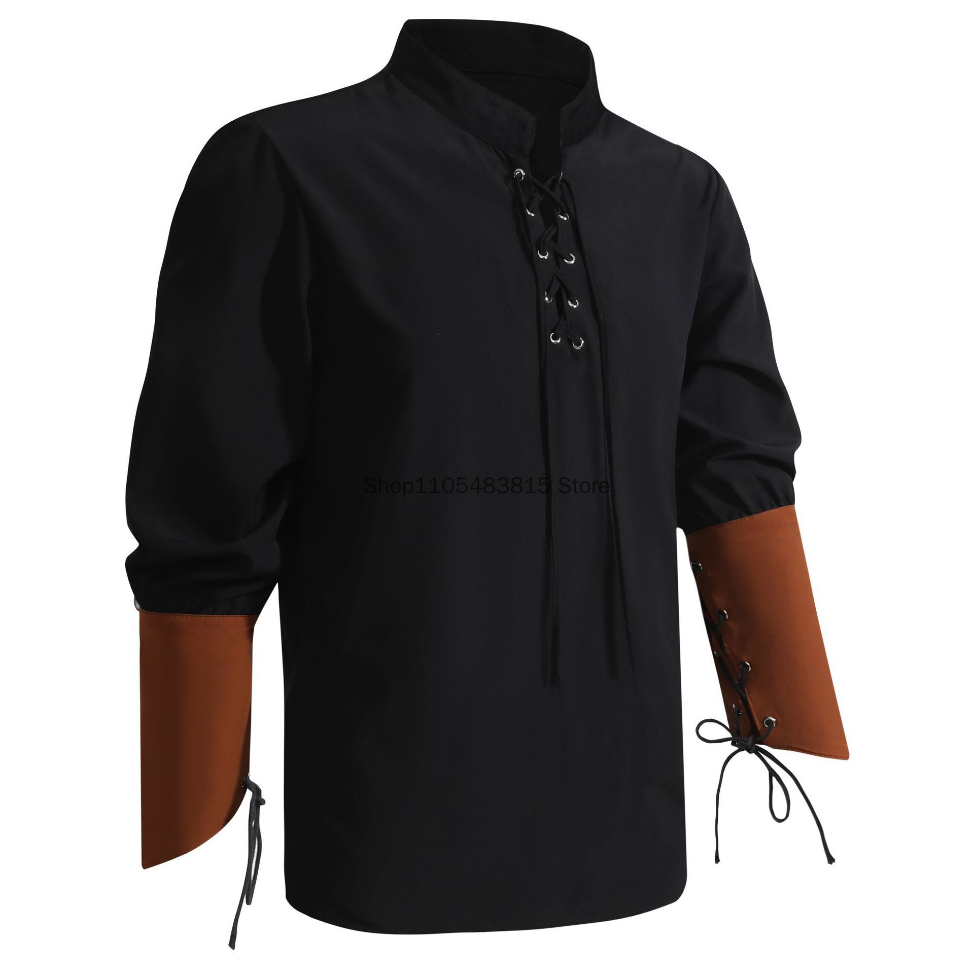 Medieval Gothic Lace Up Pirate Shirt - قميص قرصان للرجال - قميص شاعر