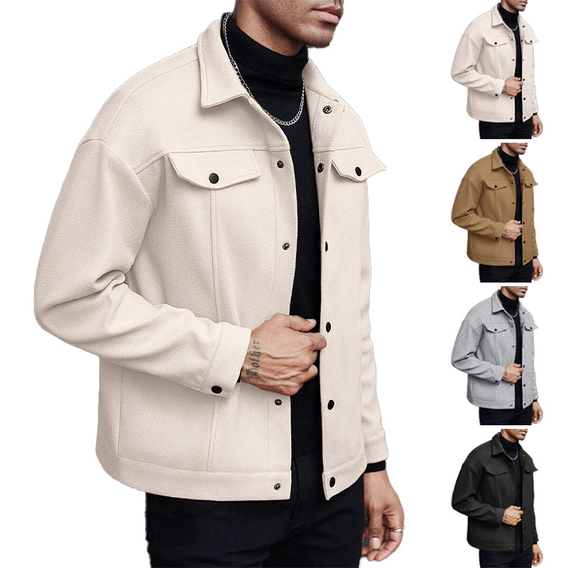 Jackets - جاكيت رجالي من مزيج الصوف بياقة