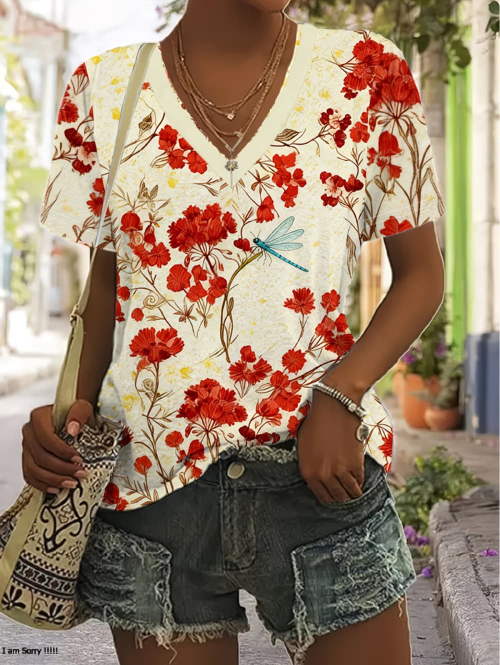 Vintage Hawaiian Floral Shirt - تي شيرت نسائي صيفي بتصميم زهور