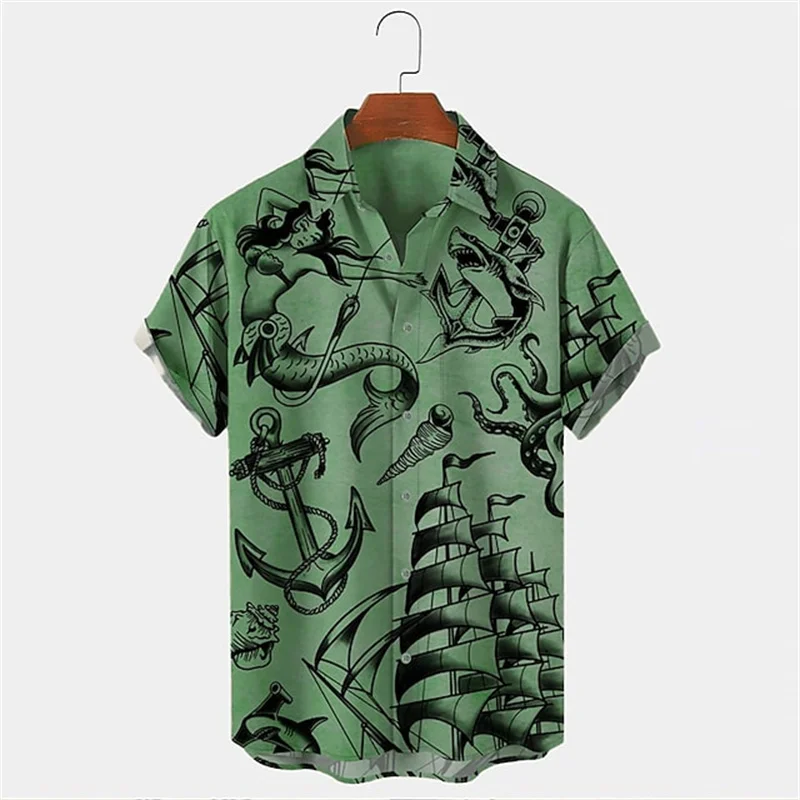 قميص هاواي رجالي صيفي بأكمام ق - مراجعة Vintage Hawaiian Floral Shirt وسعره