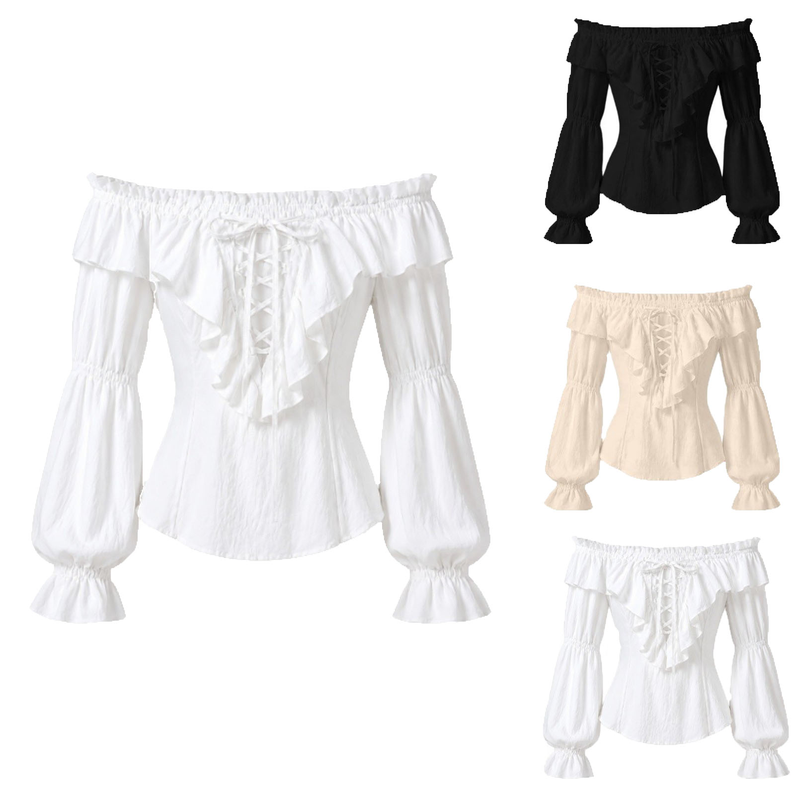 قميص قراصنة نسائي بأسلوب عصر ا - مراجعة Medieval Gothic Lace Up Pirate Shirt وسعره