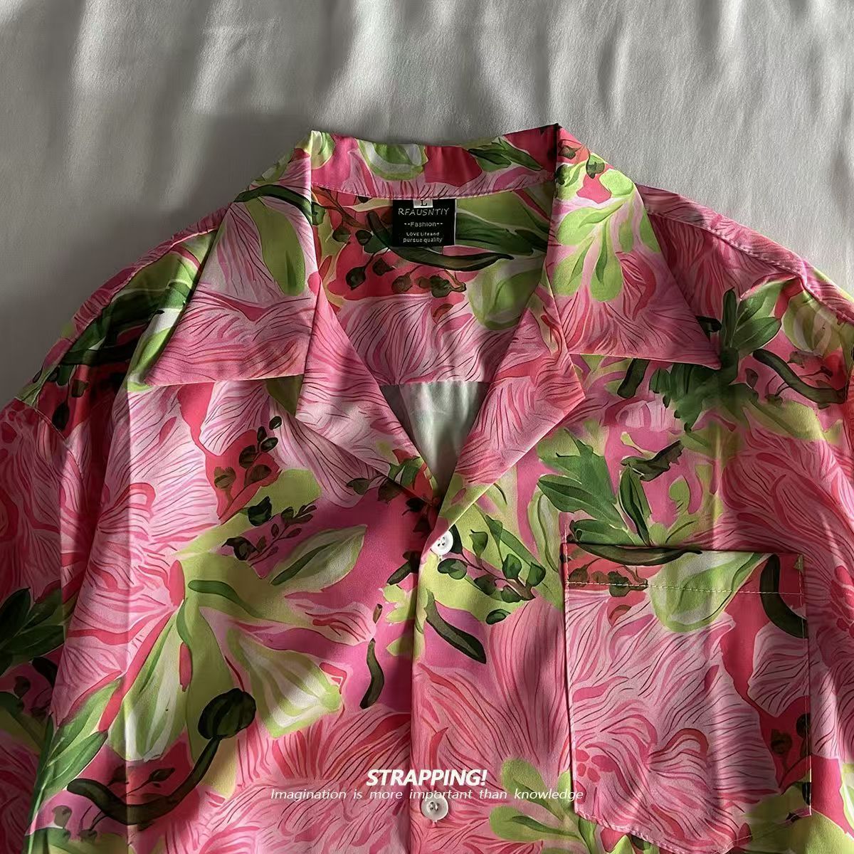 خمر الشاطئ Blusas مهنة الوردي  - مراجعة Vintage Hawaiian Floral Shirt وسعره