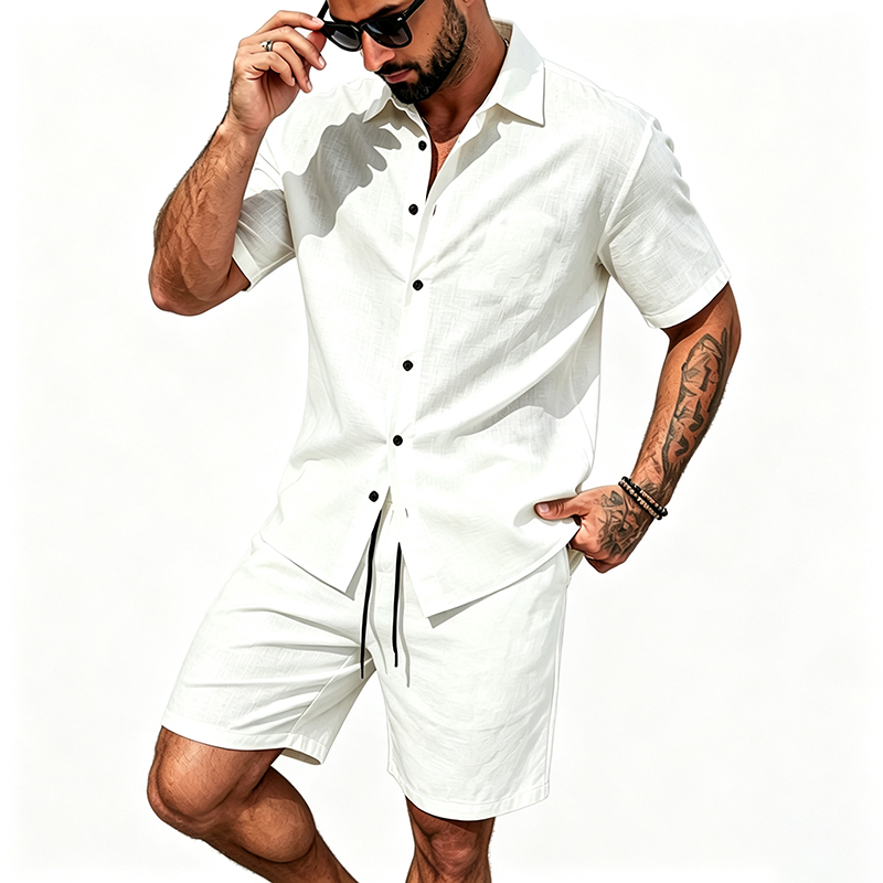 طقم رجالي من قطعتين من الكتان، - مراجعة Mens Linen Shirt Long Sleeve وسعره