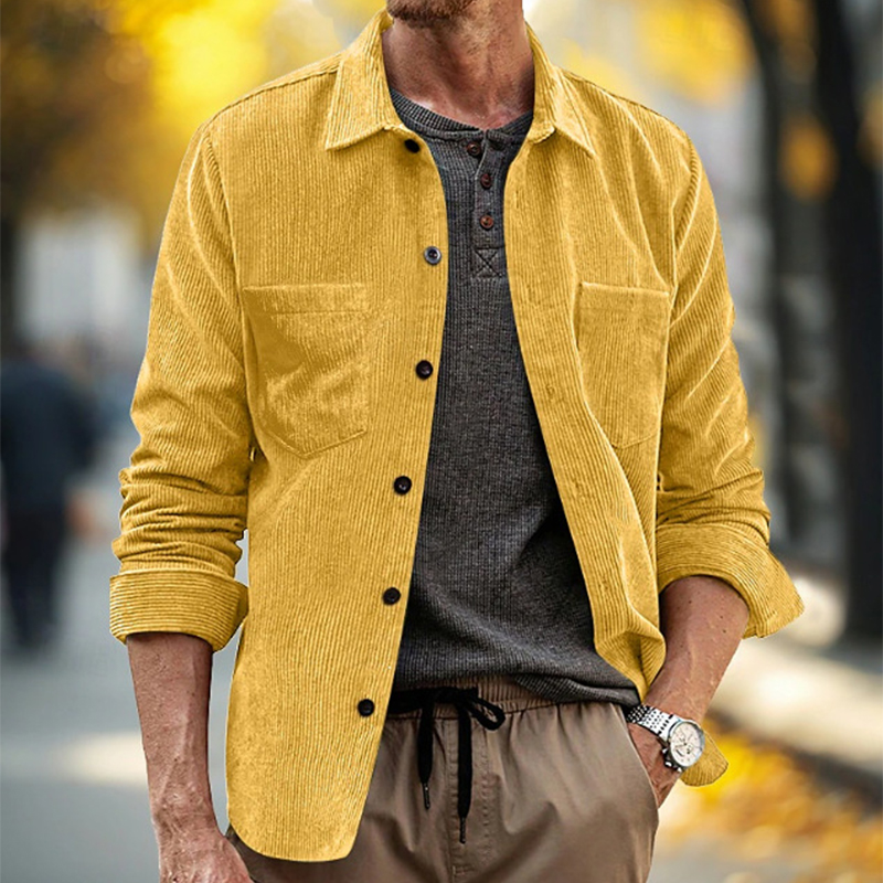قميص رجالي كاجوال للربيع والخر - مراجعة Corduroy Button Up Shirt Men وسعره