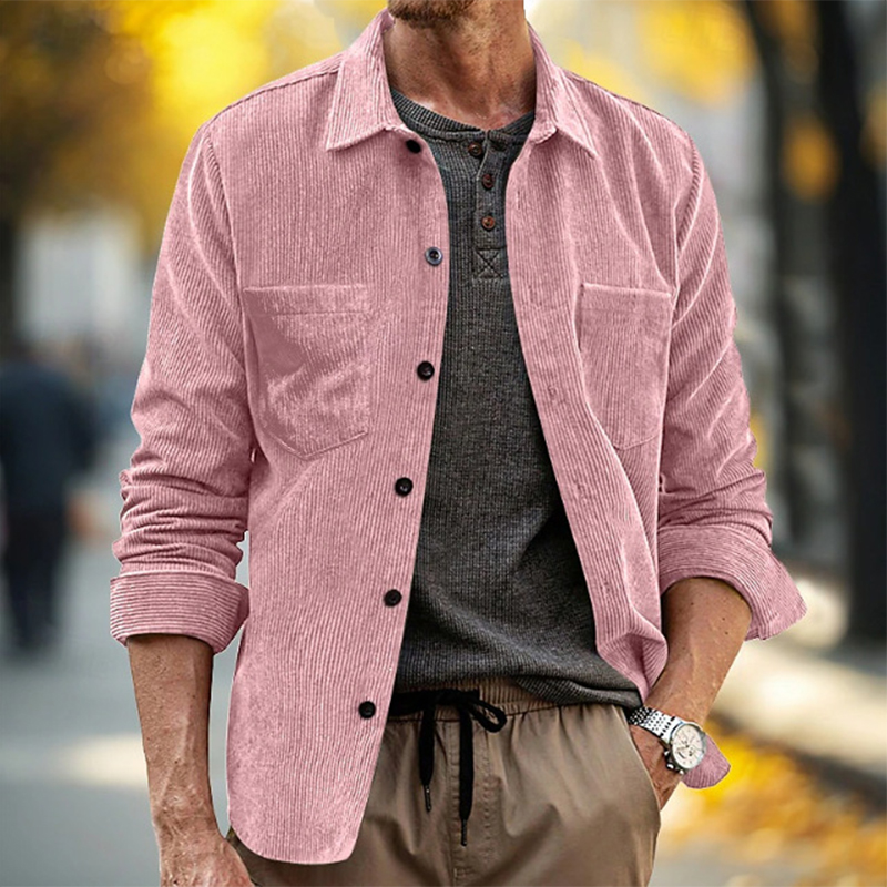 قميص رجالي كاجوال للربيع والخر - مراجعة Corduroy Button Up Shirt Men وسعره