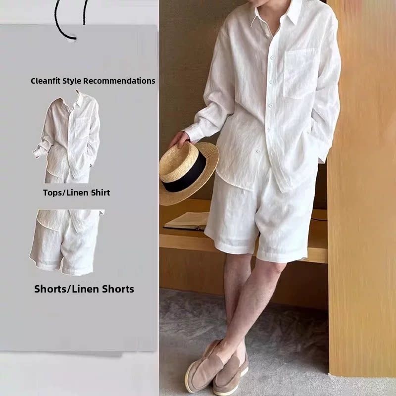 طقم قميص خفيف الوزن من القطن و - مراجعة Mens Linen Shirt Long Sleeve وسعره