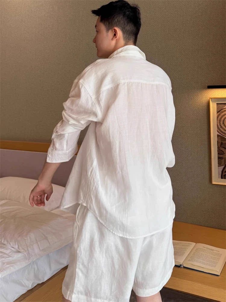 طقم قميص خفيف الوزن من القطن و - مراجعة Mens Linen Shirt Long Sleeve وسعره
