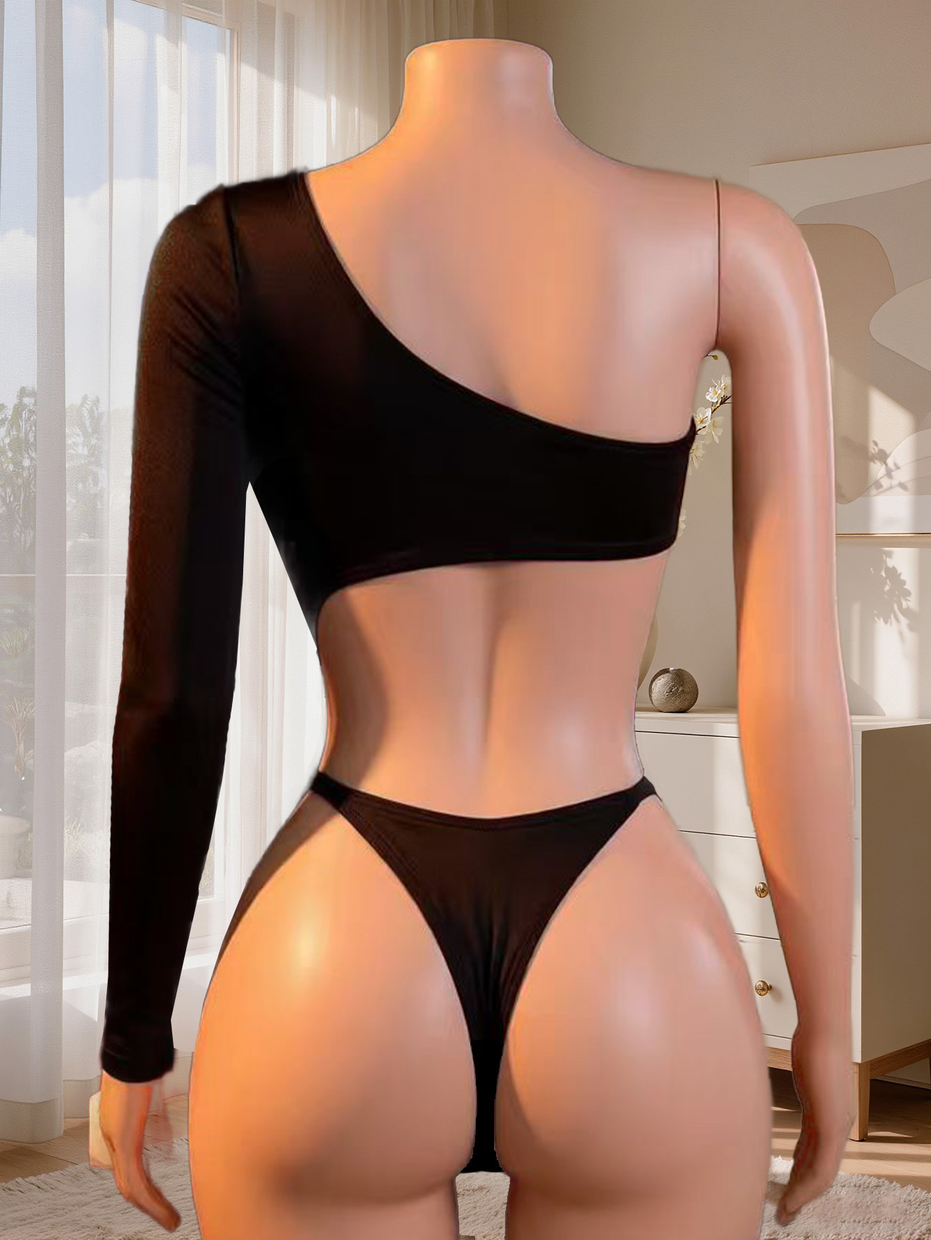 بودي سوت نسائي بكتف واحد وأكما - مراجعة Underwear وسعره