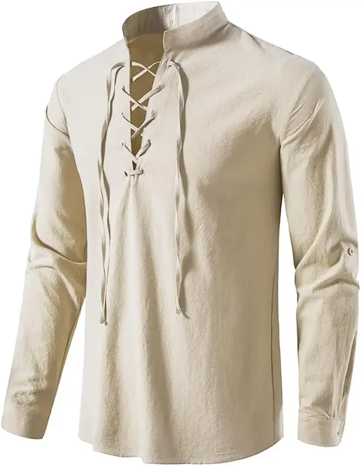طقم رجالي من قطعتين: سترة قرصا - مراجعة Medieval Gothic Lace Up Pirate Shirt وسعره
