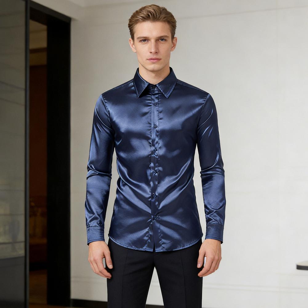 قميص رجالي من الساتان الحريري  - مراجعة Mens Satin Silk Dress Shirt وسعره