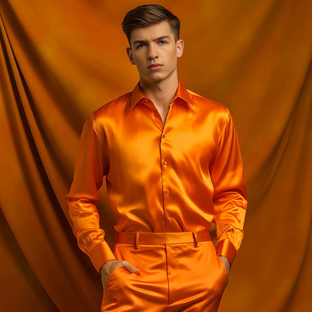 قميص رجالي من الساتان الحريري  - مراجعة Mens Satin Silk Dress Shirt وسعره