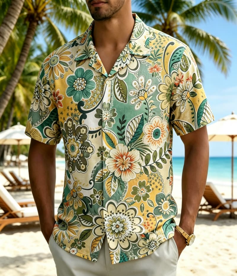 قميص رجالي بنمط بوهيمي عتيق مع - مراجعة Vintage Hawaiian Floral Shirt وسعره