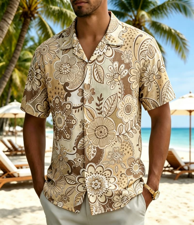 قميص رجالي بنمط بوهيمي عتيق مع - مراجعة Vintage Hawaiian Floral Shirt وسعره