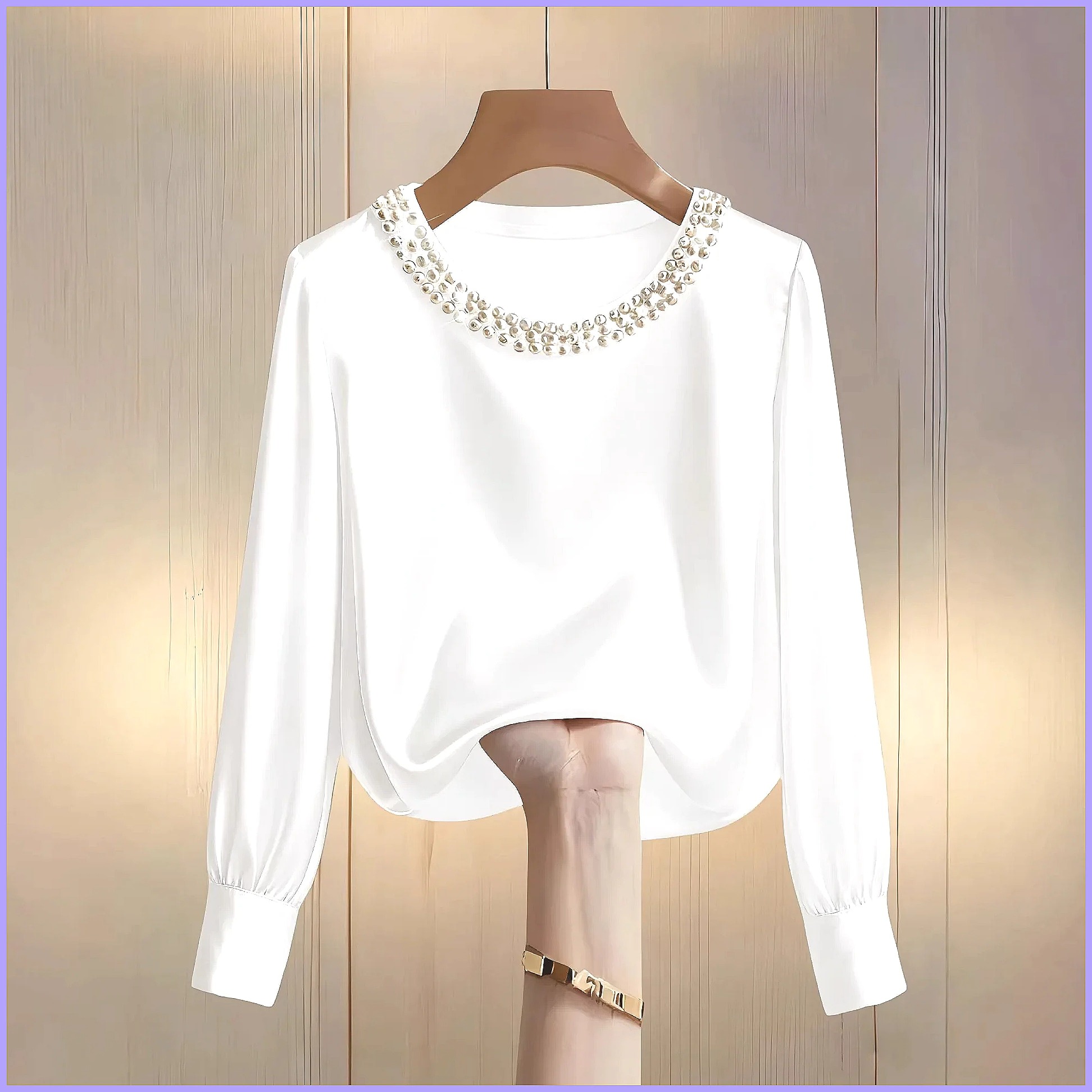 بلوزة ساتان أنيقة مزينة بالخرز - مراجعة Shirts وسعره