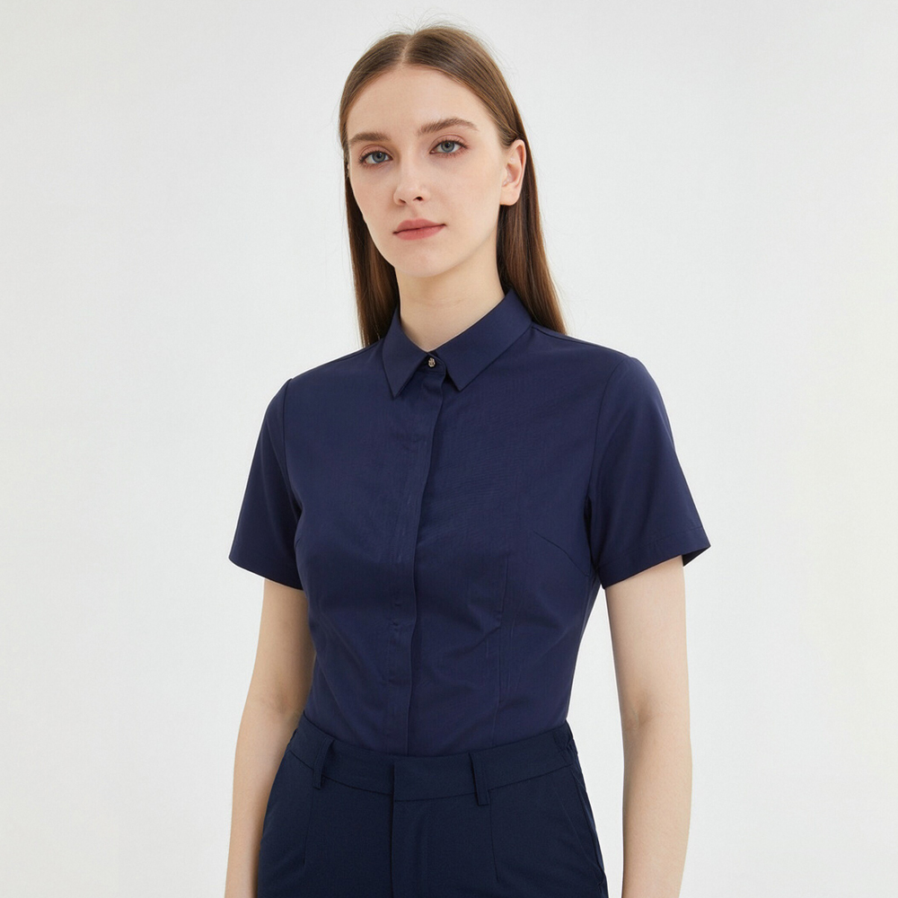 بلوزة نسائية قصيرة الأكمام غير - مراجعة Breathable Bamboo Fiber Shirt Non Iron وسعره