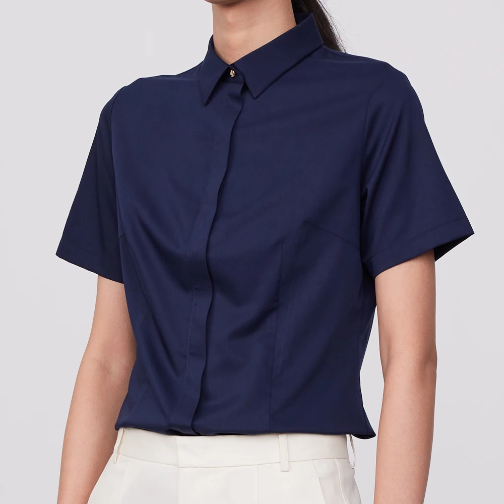 بلوزة نسائية قصيرة الأكمام غير - مراجعة Breathable Bamboo Fiber Shirt Non Iron وسعره
