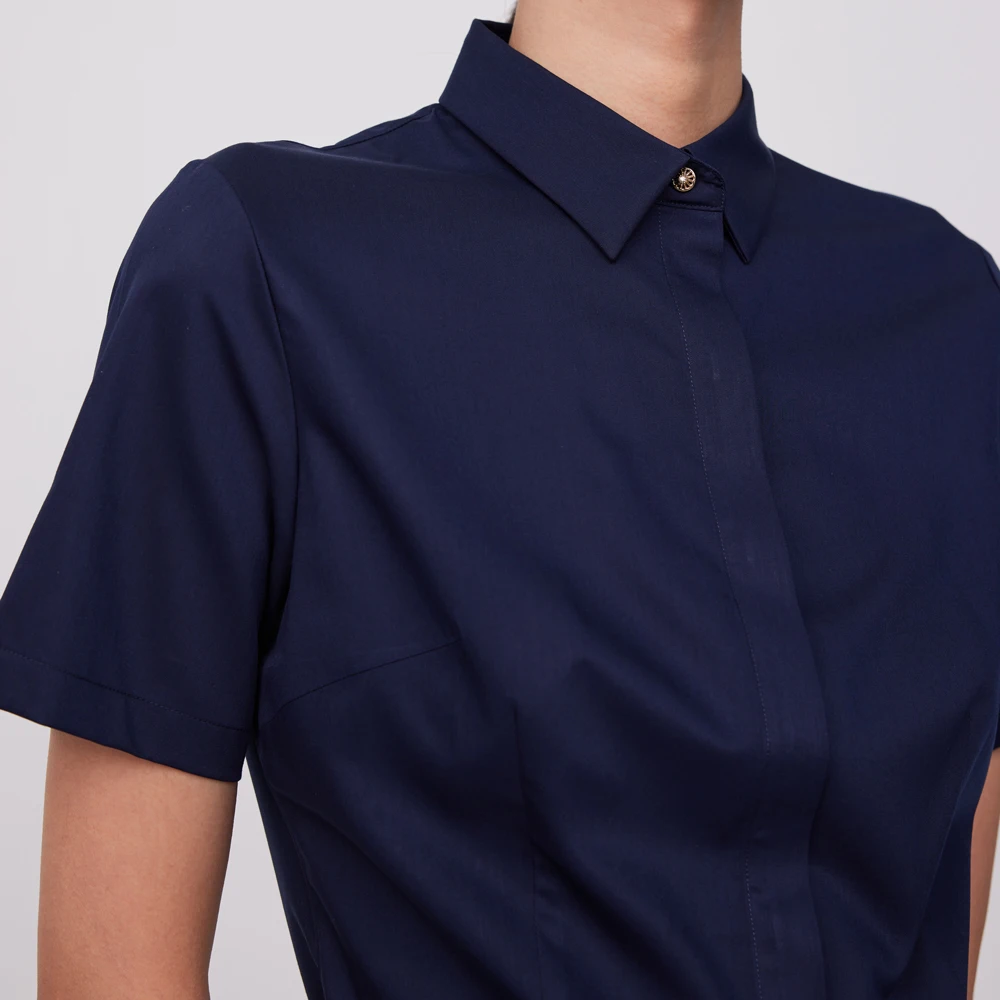 بلوزة نسائية قصيرة الأكمام غير - مراجعة Breathable Bamboo Fiber Shirt Non Iron وسعره