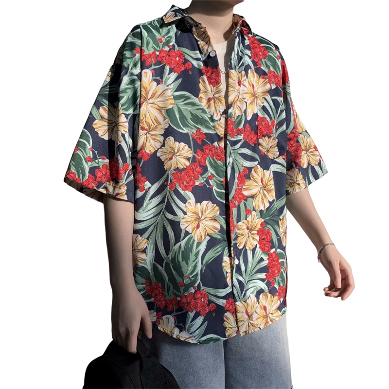 قميص رجالي هاواي كلاسيكي مطبوع - مراجعة Vintage Hawaiian Floral Shirt وسعره