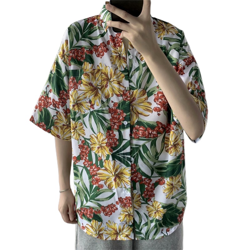 قميص رجالي هاواي كلاسيكي مطبوع - مراجعة Vintage Hawaiian Floral Shirt وسعره