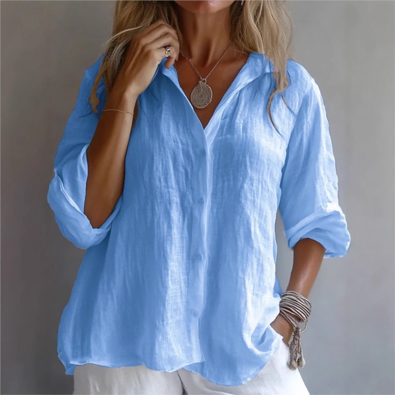 بلون الكتان مثير الخامس الرقبة - مراجعة Mens Linen Shirt Long Sleeve وسعره