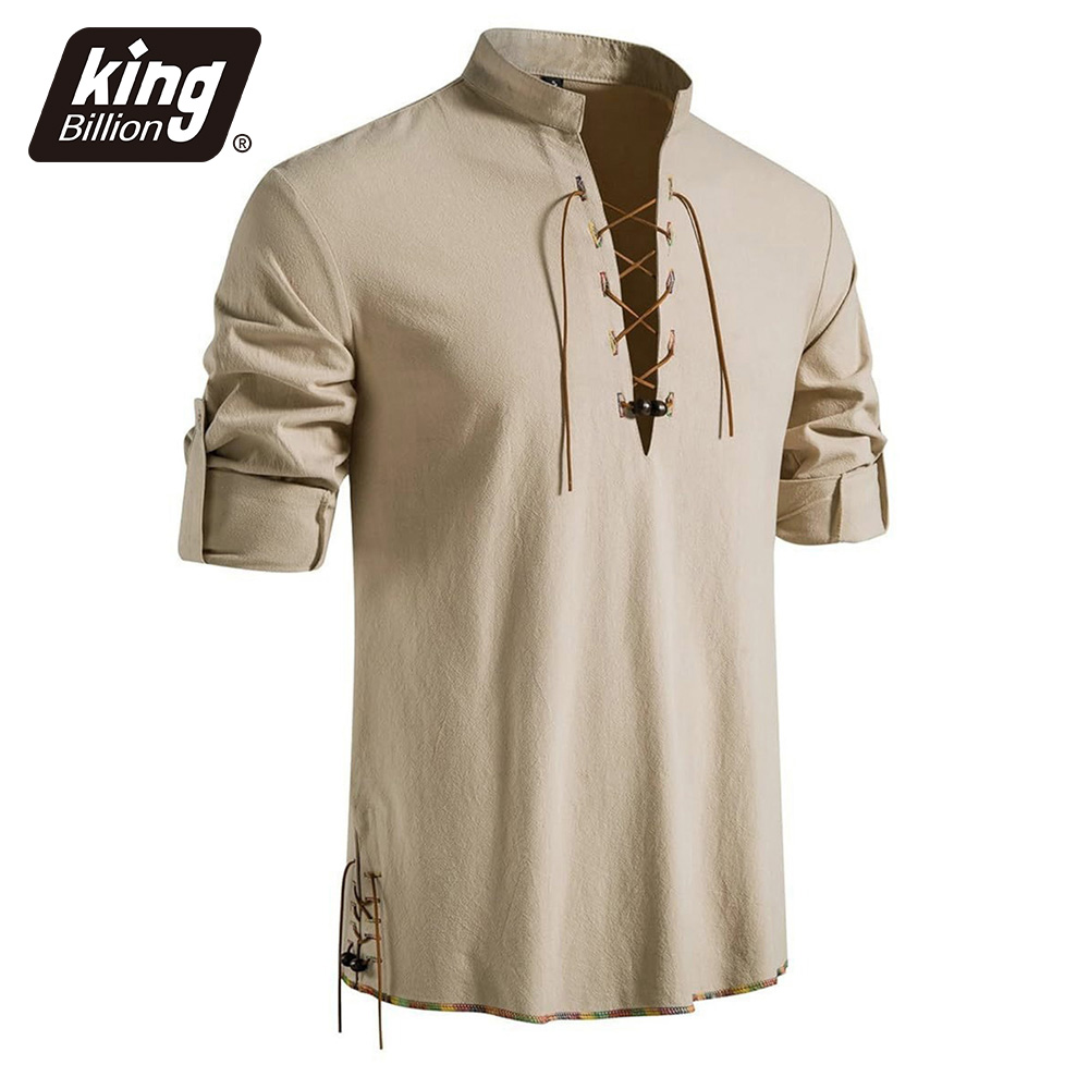 قميص رجالي بياقة هينلي بتصميم  - مراجعة Medieval Gothic Lace Up Pirate Shirt وسعره