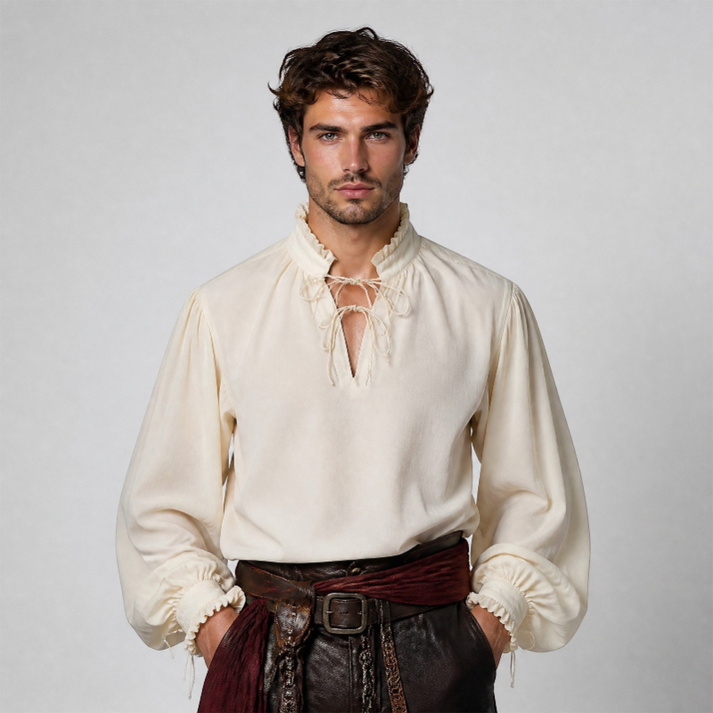 قميص قراصنة من العصر النهضة لل - مراجعة Medieval Gothic Lace Up Pirate Shirt وسعره