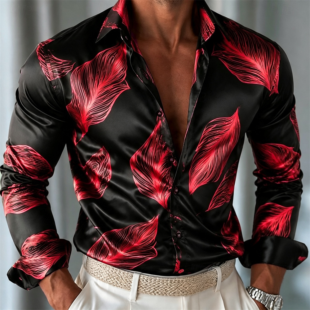 قميص رجالي من الساتان بنقشة أو - مراجعة Mens Satin Silk Dress Shirt وسعره