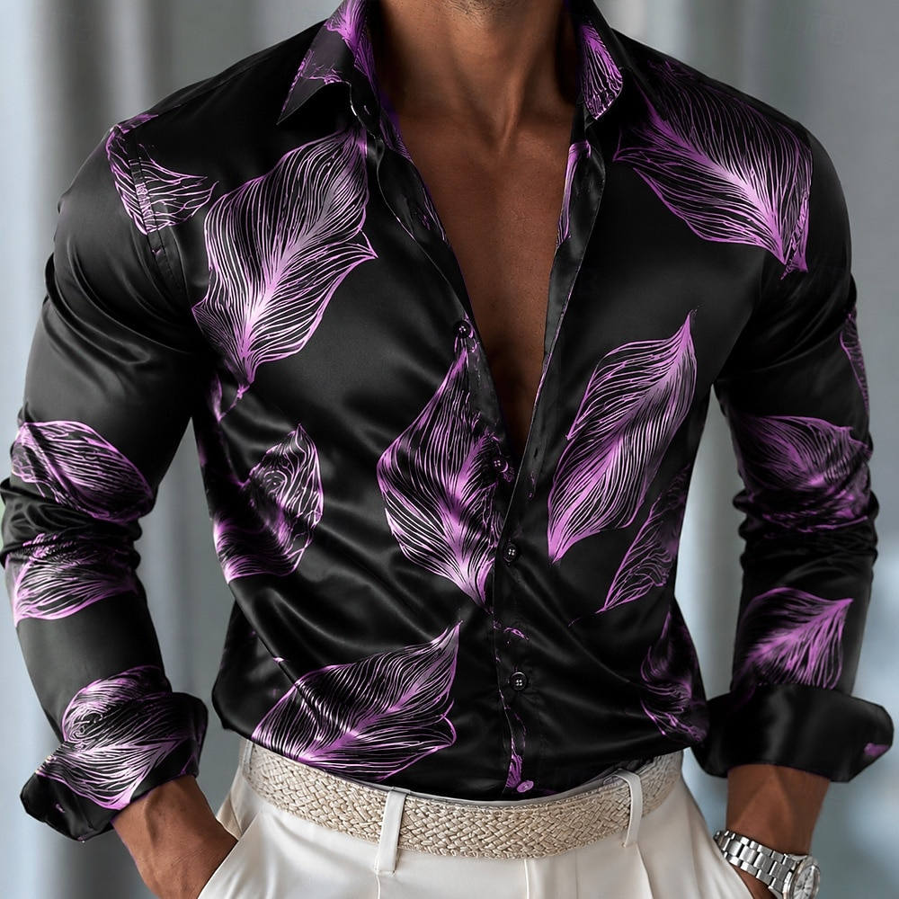 قميص رجالي من الساتان بنقشة أو - مراجعة Mens Satin Silk Dress Shirt وسعره