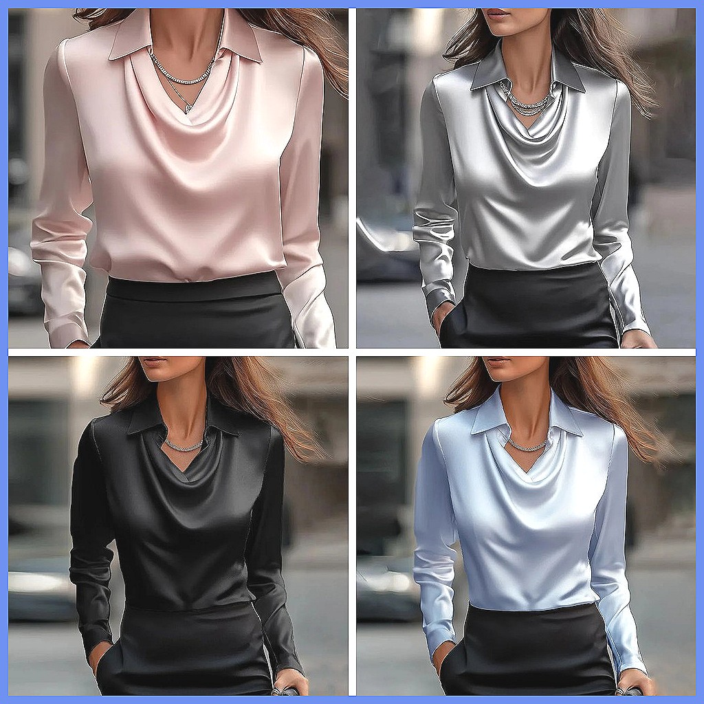 بلوزة ساتان كلاسيكية للنساء بأ - مراجعة Shirts وسعره