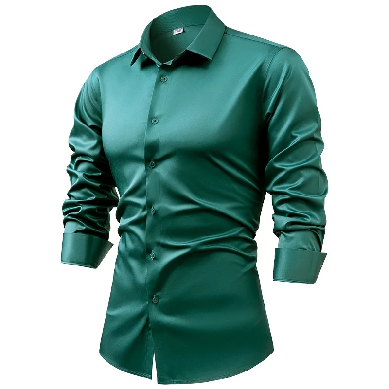 قمصان ربيع وخريف 2025 من الحري - مراجعة Mens Satin Silk Dress Shirt وسعره
