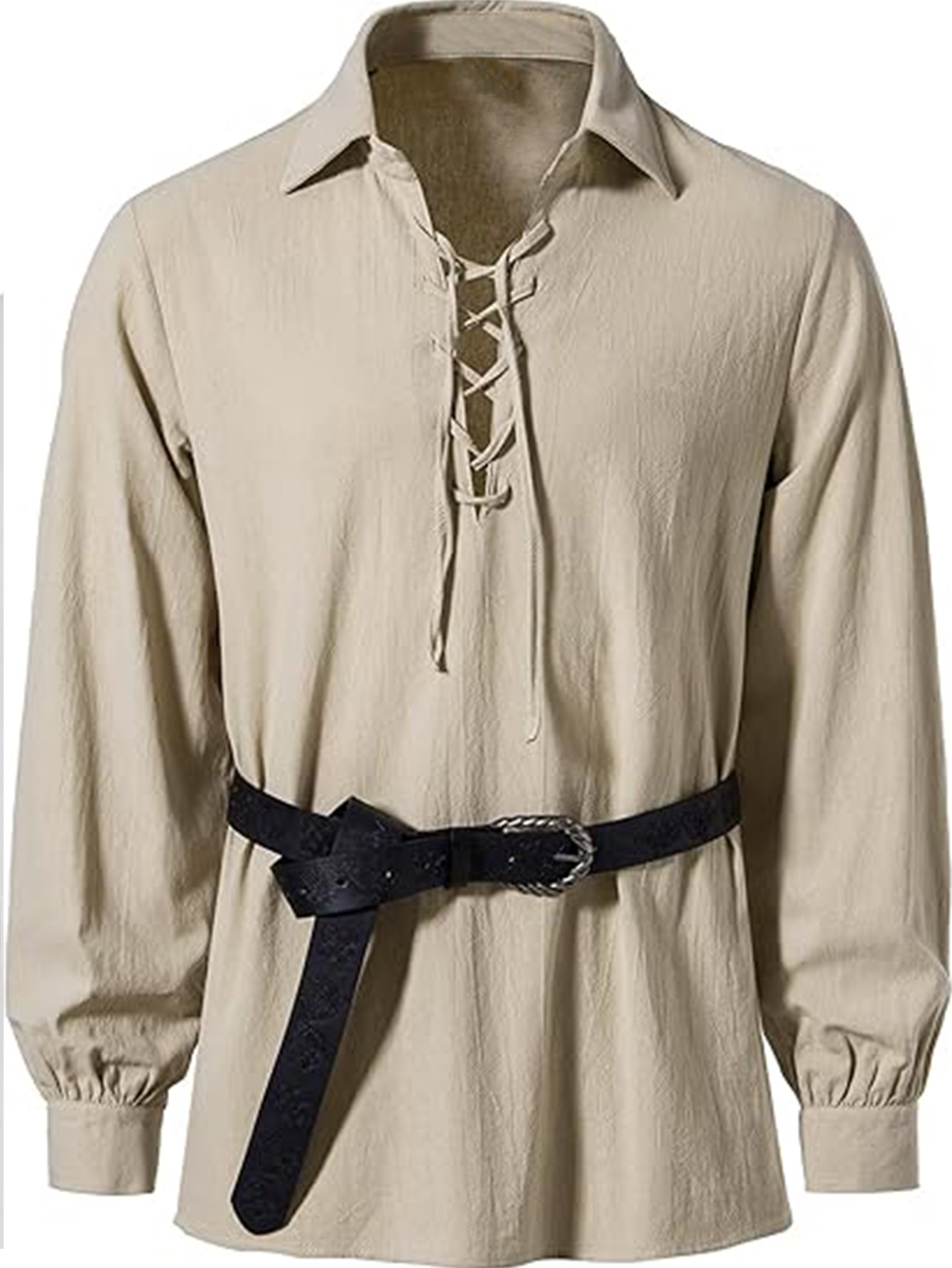 قميص رجالي برباط من عصر النهضة - مراجعة Medieval Gothic Lace Up Pirate Shirt وسعره